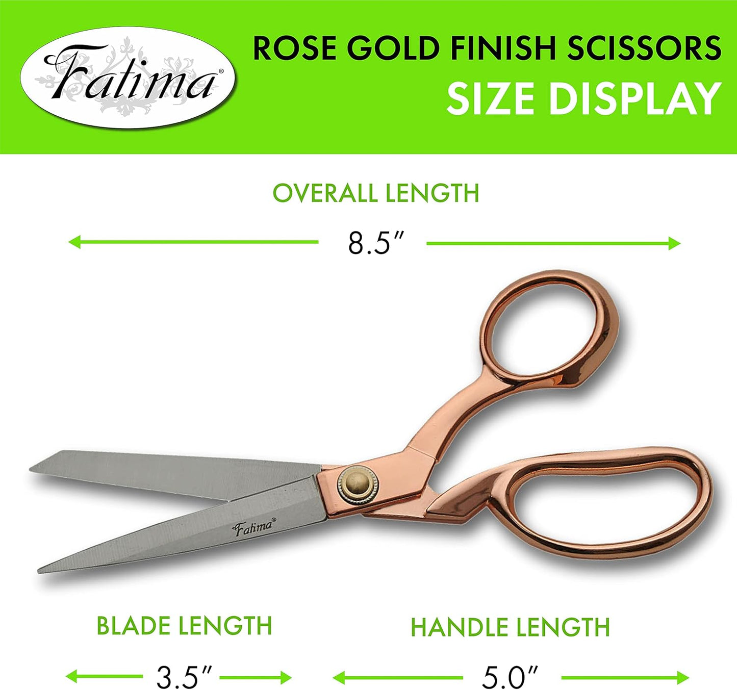 Szco Supplies 8.5” Fatima Heavy-Duty Professional Fabric Tailor Scissors For Home Crafts And Office With Rose Gold Finished Handle