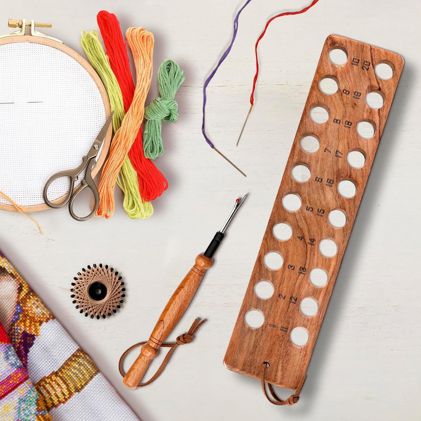 Savina Embroidery Floss Organizer, 20-Hole Cross Stitch Thread Holder Storage Tool, Accessory for Cotton Thread Craft DIY Sewing Storage.