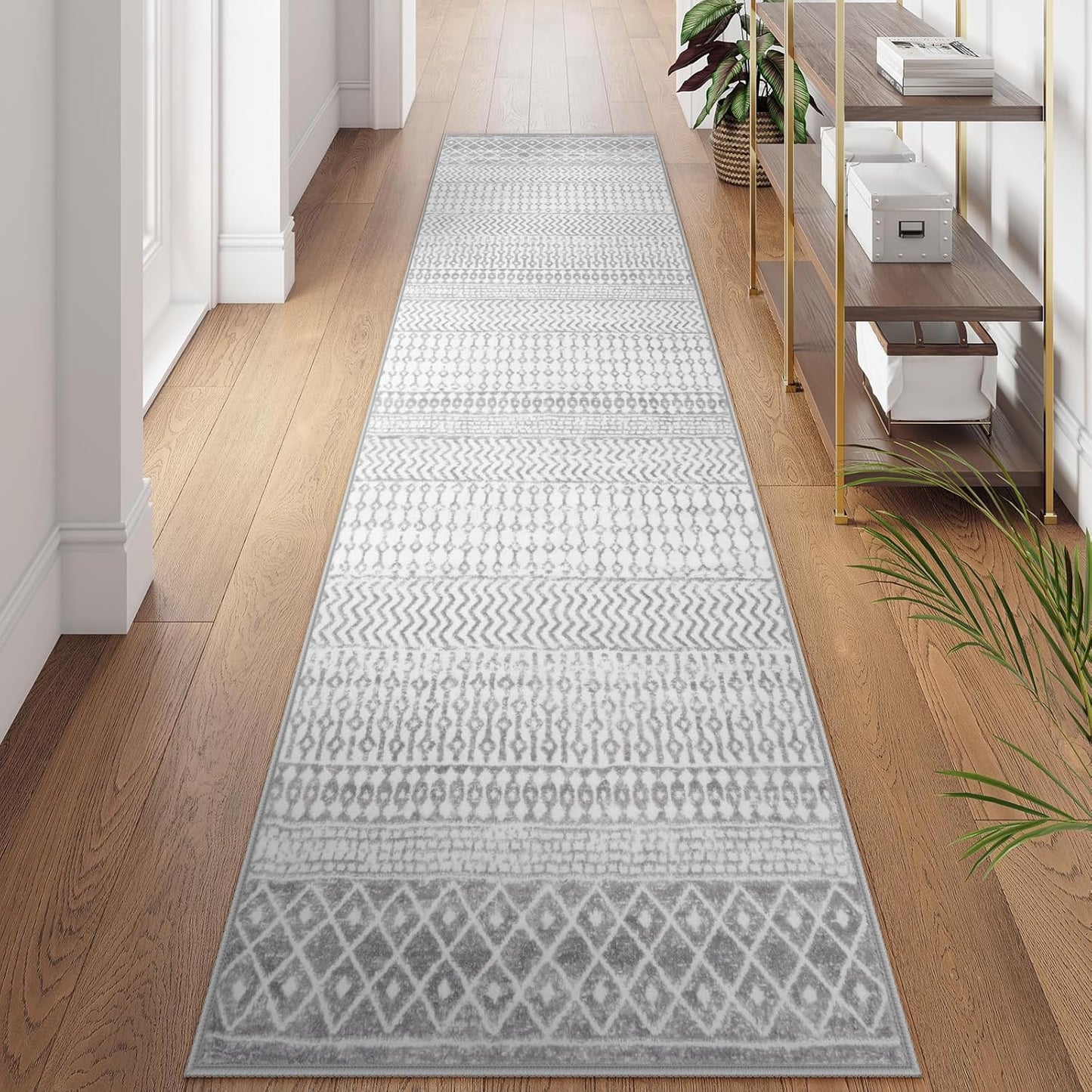 Moroccan Hallway Runner Rug 2'6''x10', Soft Non Slip Long Indoor Mats for Entryway, Machine Washable Kitchen Rugs Carpet Runner for Entrance Bedroom Living Room Corridor
