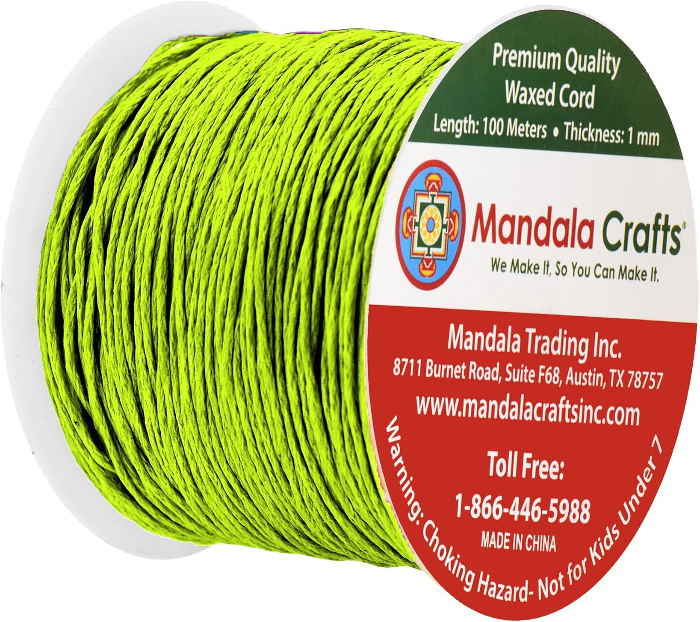 Mandala Crafts 1mm 109 Yards Yellow Green Cotton Waxed Cord for Jewelry Making Bracelet Cord Waxed String - Beading String Thread Jewelry Cords for Necklaces String