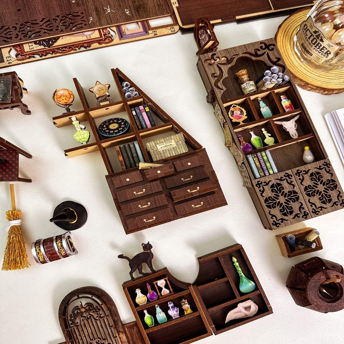 Fsolis Book Nook Kit, DIY Miniature House Kit 3D Wooden Puzzle Craft Kit for Adults Decorative Bookend Bookshelf Decor Gifts for Women Teens Book Lovers(Magic Pharmacist)