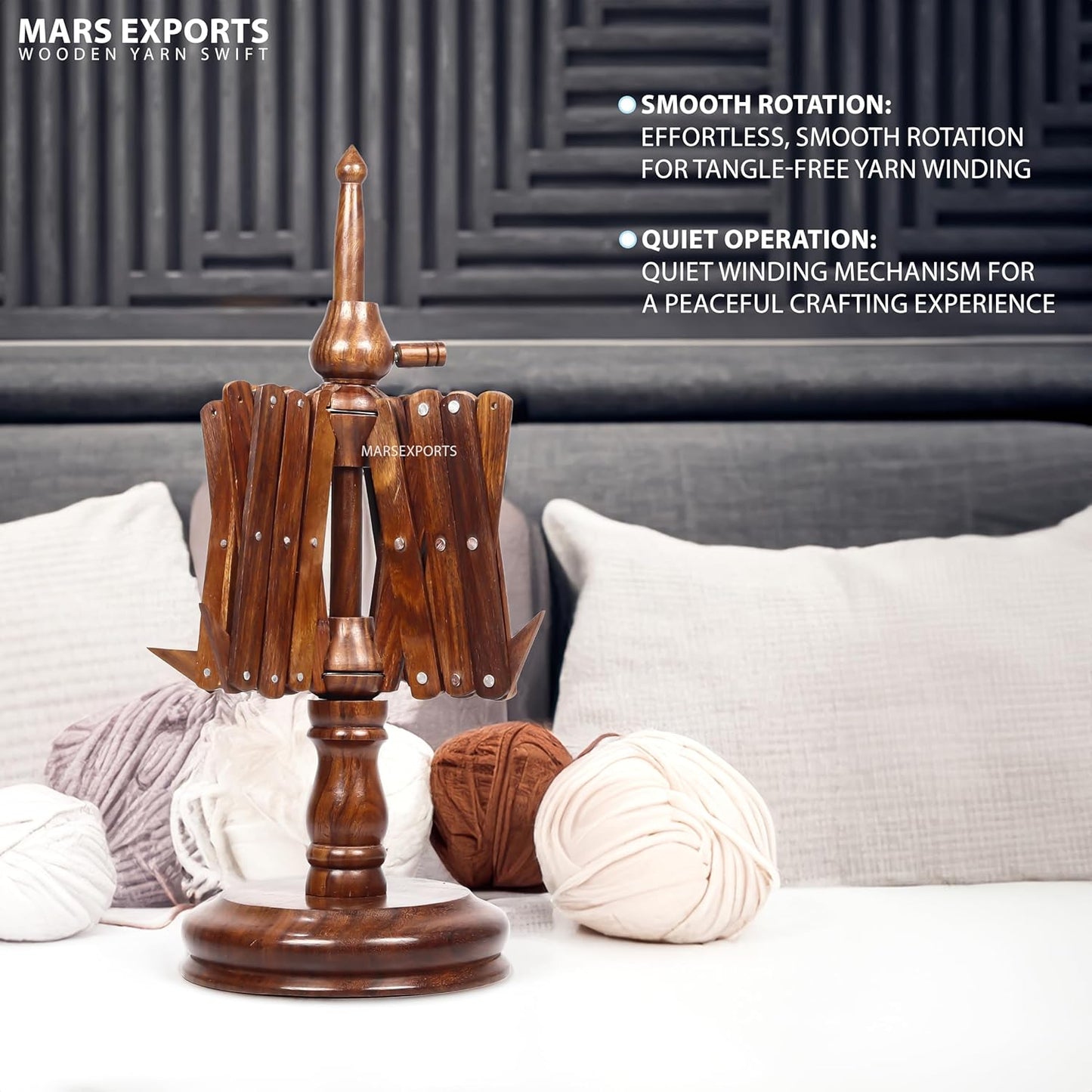 Wooden Yarn Winder for Knitting and Crocheting, Rosewood Swift Hand Operated Large Yarn Ball Winder, Heavy Duty Table Top Swift