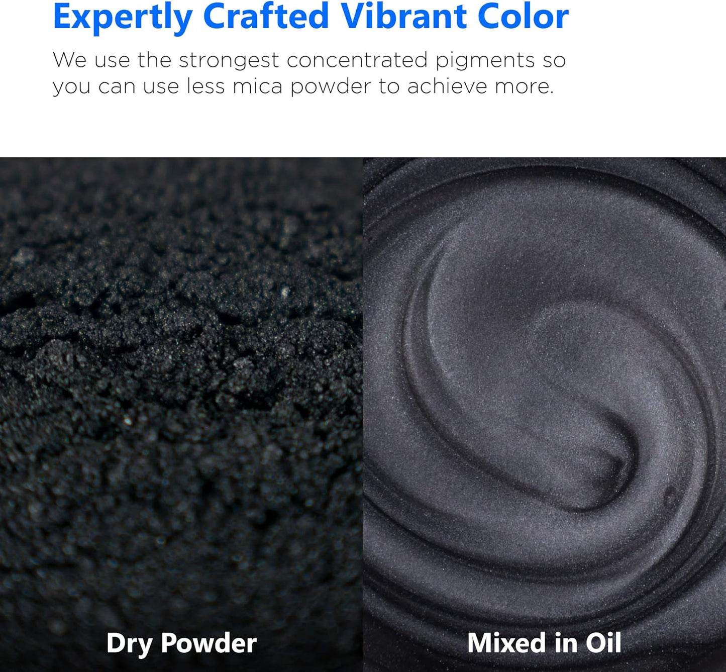 Rolio - Mica Powder - 100G / 3.5oz of Pigment for Paint, Dye, Soap Making, Nail Polish, Epoxy Resin, Candle Making, Bath Bombs, Slime - (Coal)