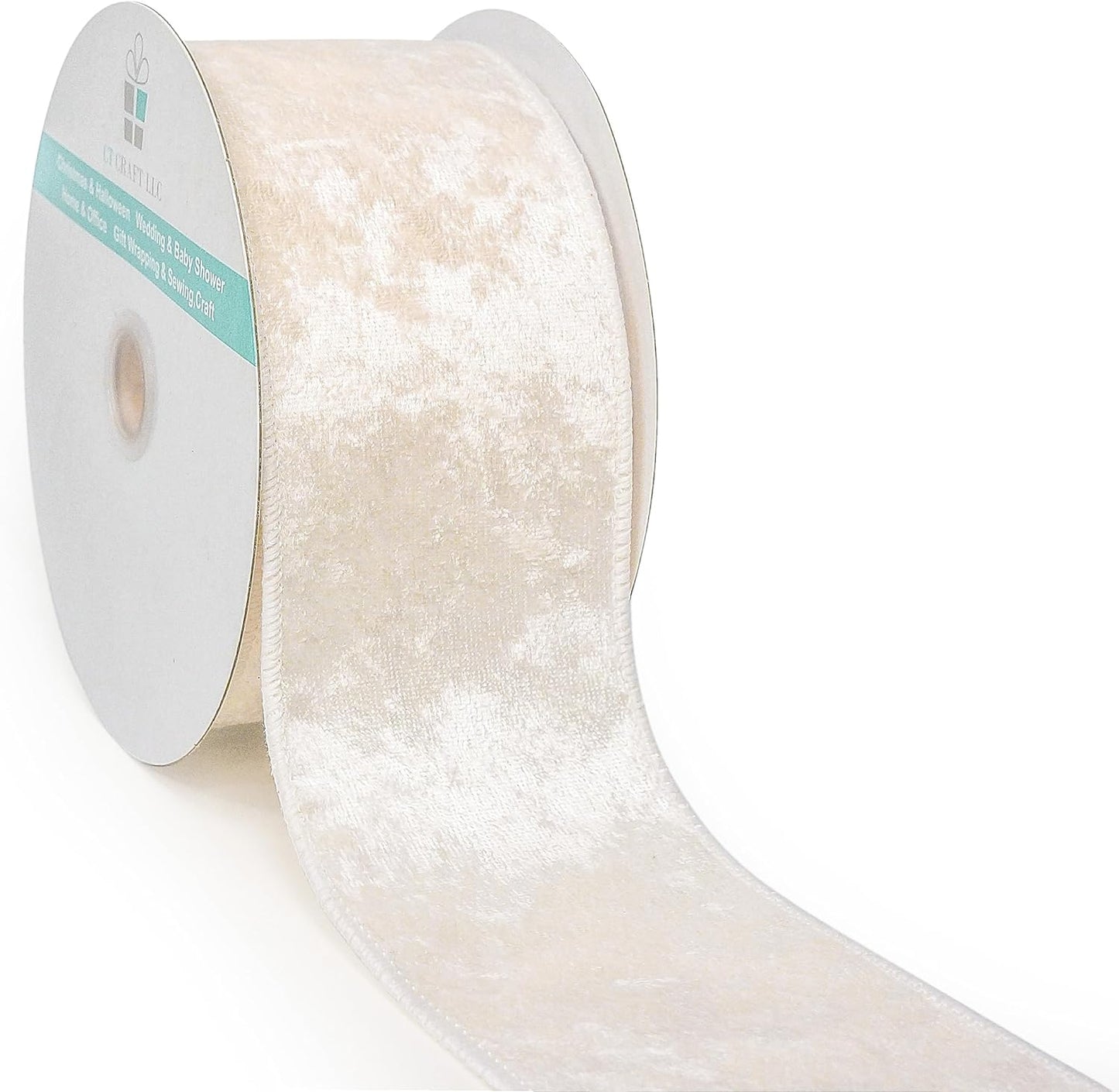 Ivory Velvet Ribbon 2.5 Inch x 10 Yards for Christmas Tree Topper Home Decoration Wreath Gift Wrapping DIY Craft