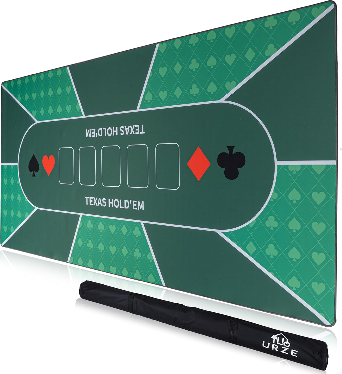Poker Table Top - Foldable 70" x 35" Texas Hold'em Poker Mat with Non-Slip Backing and Zipper Carrying Bag - Waterproof and Portable Casino Table Topper Card Mat for Home Game Nights Up to 10 Players