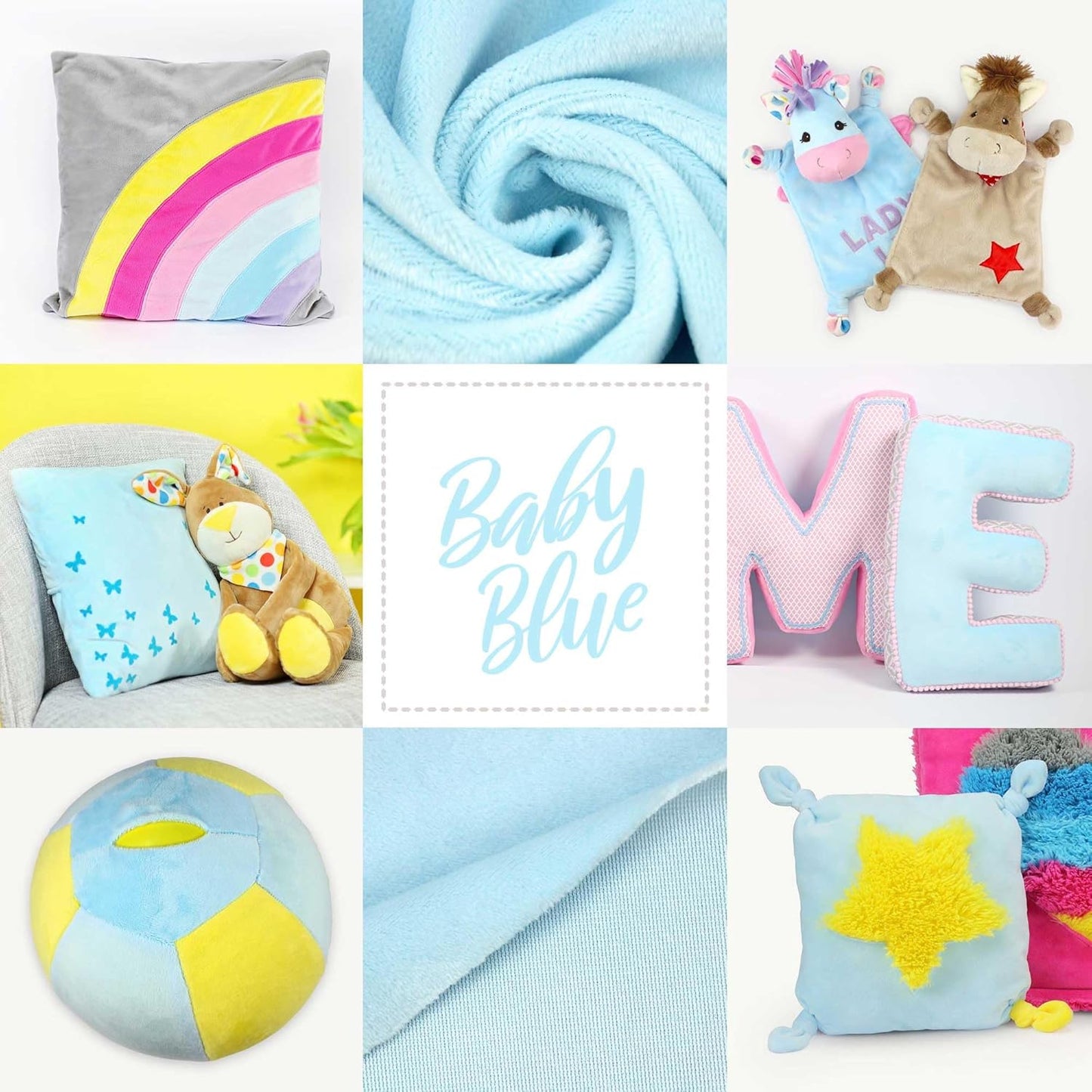 kullaloo Plush Fabric | Solid Baby Blue Minky Fabric for Sewing | Super Soft Cuddle Material | 39.5x29.5 | Plushies, Baby Blankets, Pillows, Dog Beds, Cat Beds, Beanies, Baby Accessories, Apparel