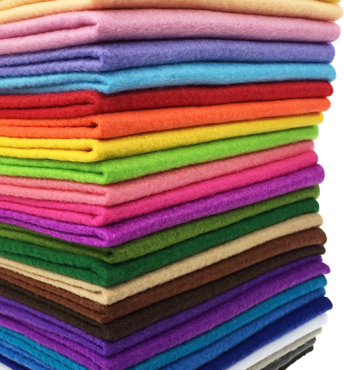 flic-flac 28pcs Large 17.8 x 17.8 inches (45cmx45cm) Acrylic Felt Soft Nonwoven Fabric DIY Craft Work Patchwork Sewing Mixed Color 1.4mm Thick