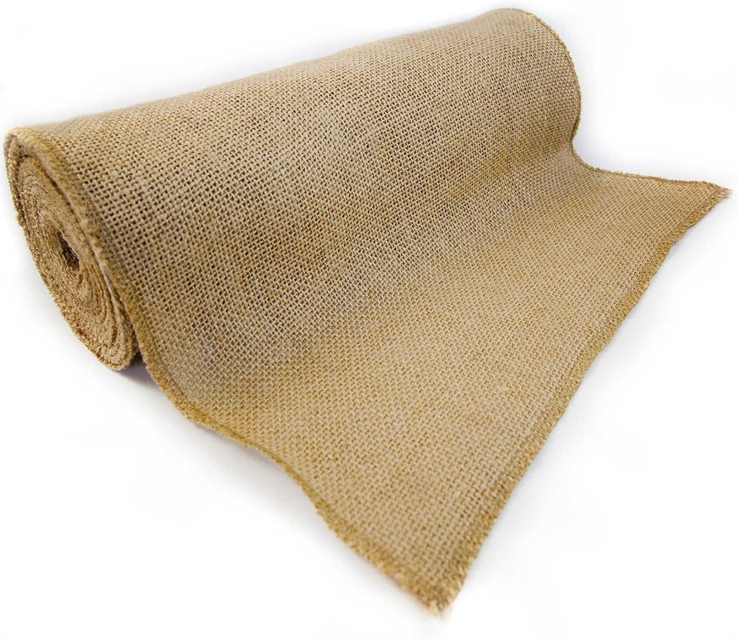 14" x 10yd NO-FRAY Burlap Roll ~ 3 - 5 Table Runners ~ Natural Long Fabric with Finished Edges. Perfect for Weddings, Placemats, Crafts. Decorate Without The Mess!