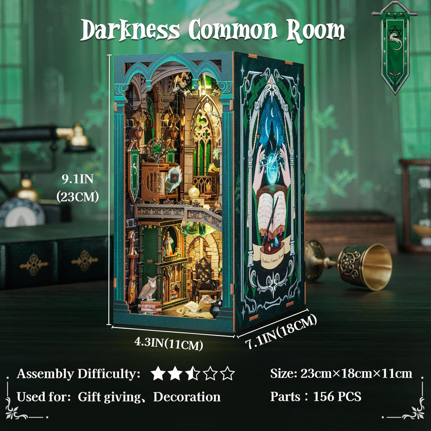 CUTEBEE Book Nook Kit, DIY Booknook Miniature House Tiny House 3D Wooden Puzzle Dollhouse Kit for Adults and Teens, Bookshelf Insert Decor, DIY Craft Gift Model Build