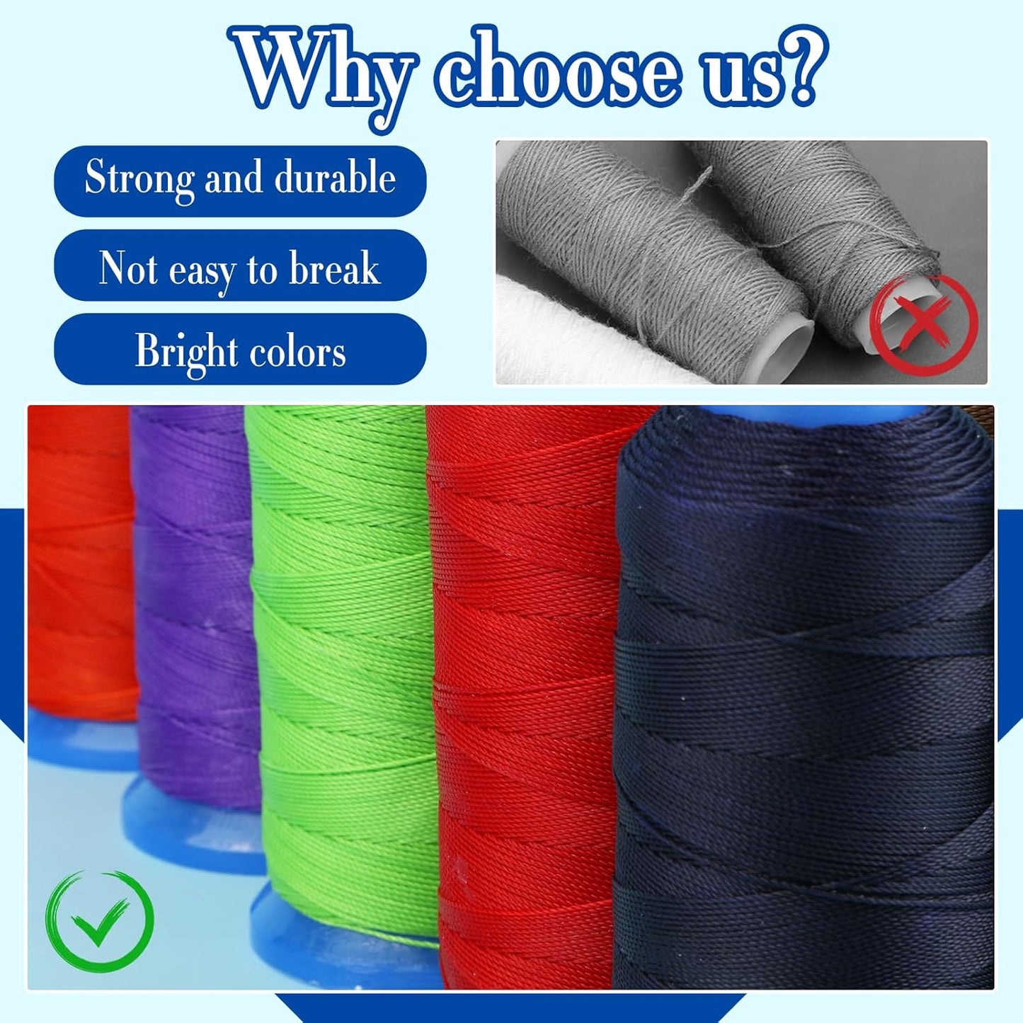 0.55mm Beading Threads, 490 Yards Round Waxed Threads Polyester Cord Bracelet Beading Cords for Bracelet DIY Craft Jewelry Making Sewing Craft