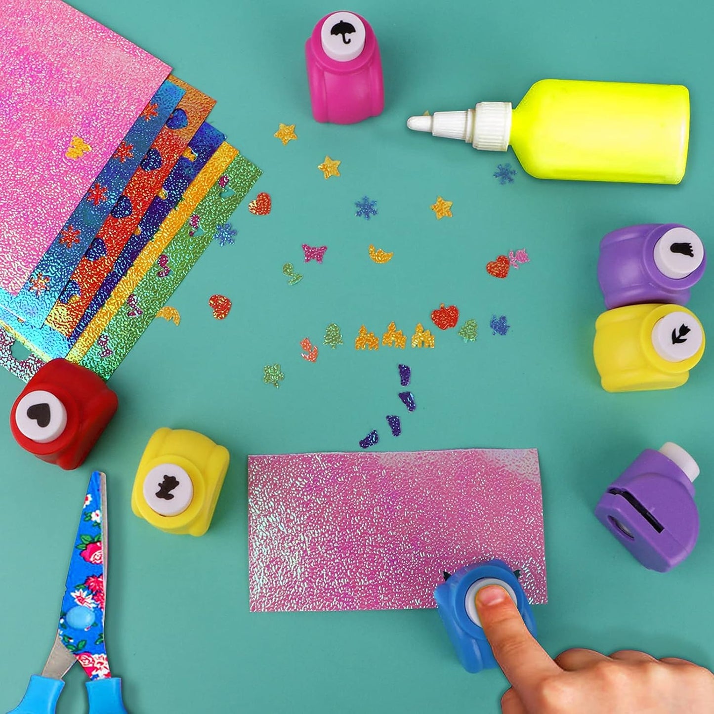 Craft Punches 20pcs, Katfort Hole Punch Shapes 20 Patterns, Craft Hole Punch Shapes, Shape Paper Punch Set for Crafts for Adults for DIY Scrapbooking Nail Art Craft Punchers Supplies