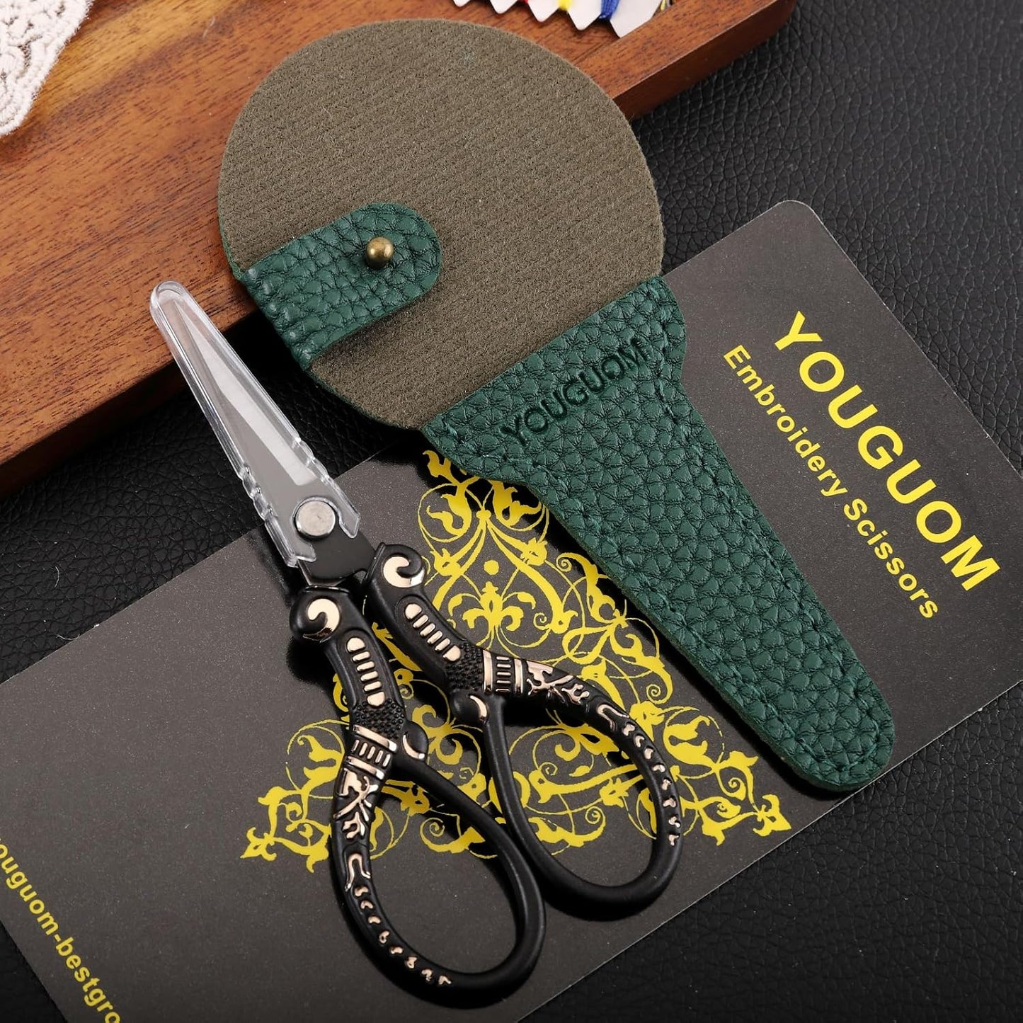 Antique Scissors with Cover, Sharp Sewing Scissor for Craft Needlework Cross Stitch, Small Thread Snips Little Detail Shears Black DIY Tools