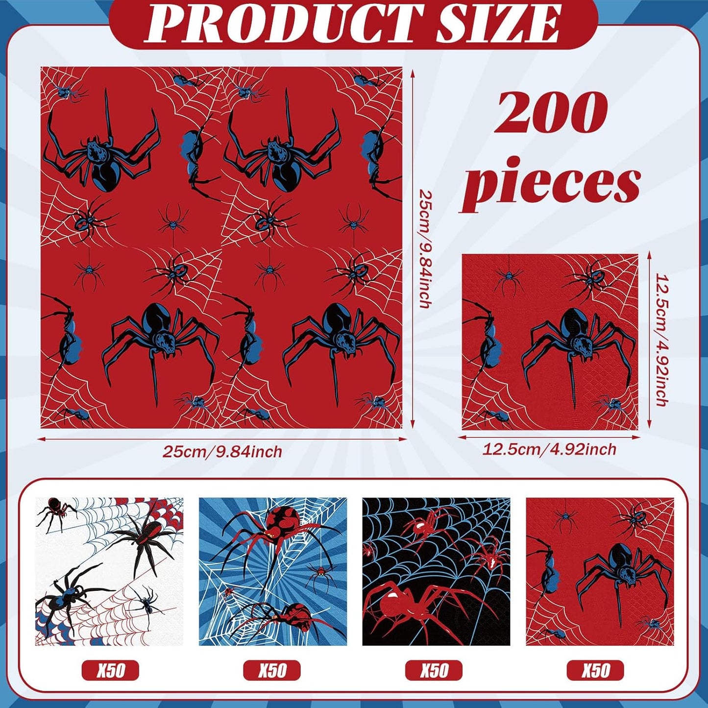 Fulmoon 200 Pieces Halloween Spider Web Cocktail Napkins Disposable Spider Paper Dinner Beverage Napkins for Halloween Christmas Birthday Party Decoration Supplies