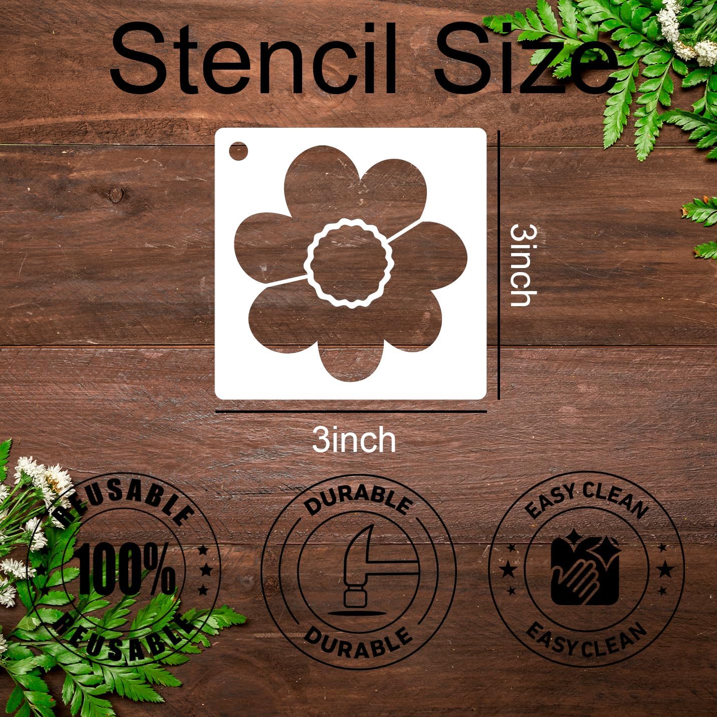 Flower Stencils for Painting Reusable 3” Flowers Stencil Floral Leaves Drawing Templates for Painting on Wood Fabric Canvas