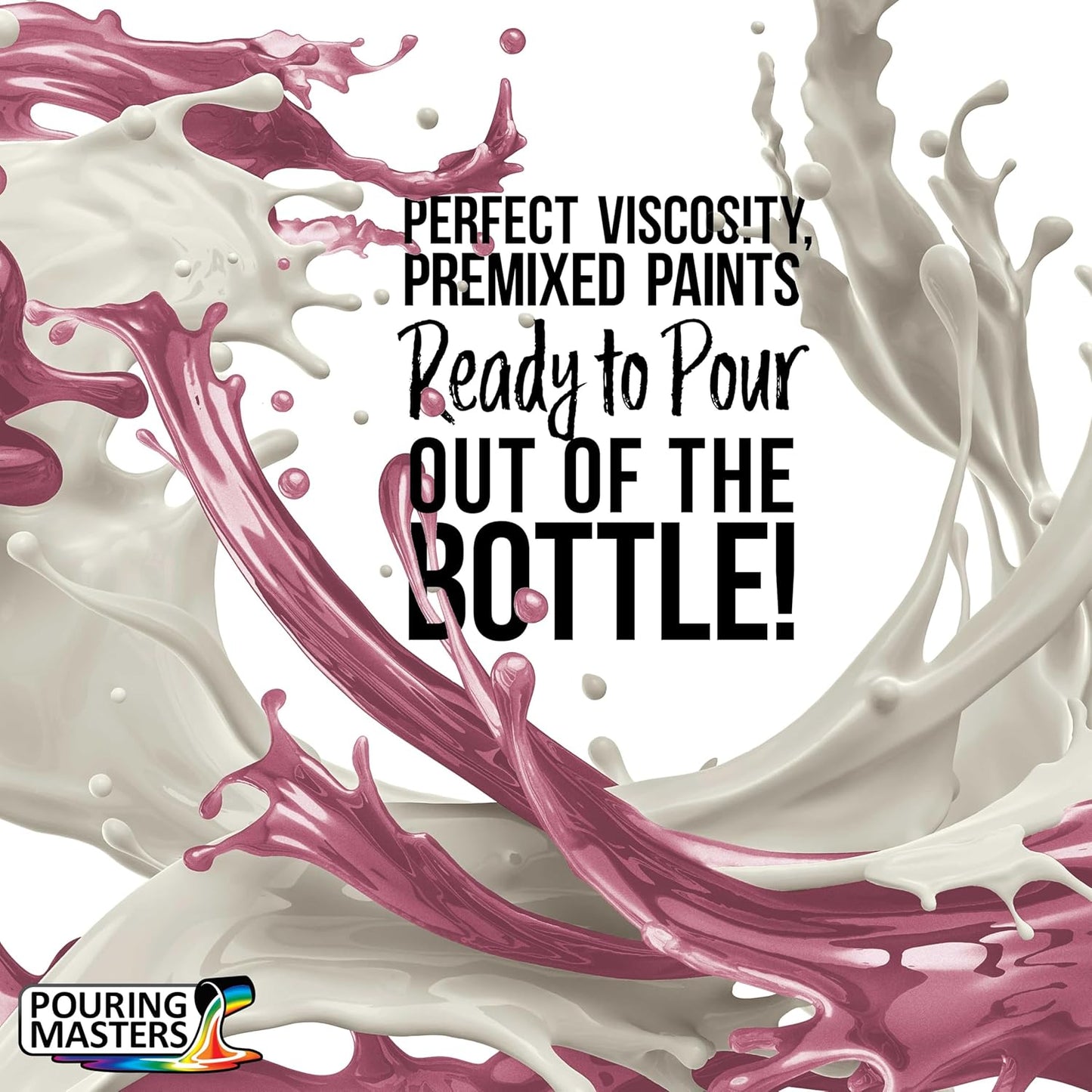 Pouring Masters Rose Pink Metallic Iridescent Pearl Ready to Pour Acrylic Pouring Paint - Premium 32-Ounce Pre-Mixed Fluid Acrylic Paint - Fluid Art Supplies for Canvas, Wood, Paper, Tile & Rocks