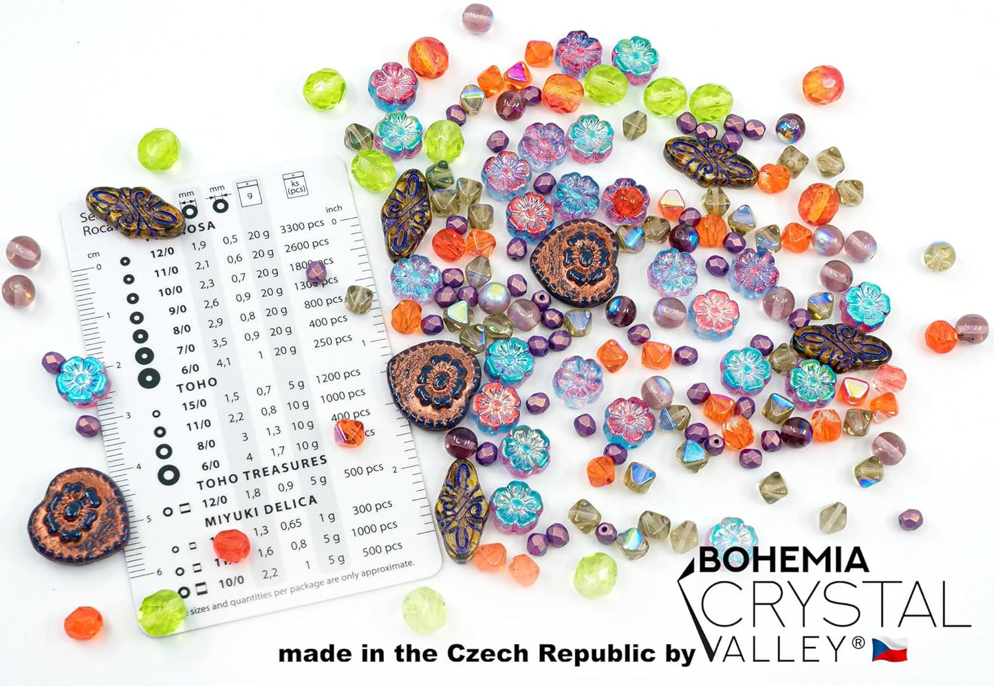 2.1oz (60 g) Mix of Unique Czech Bohemia Glass Pressed Beads, Crazy Purple Green Copper, Table Cut, Matte and Glossy, Faceted Fire Polish, Hand Made Set Kit BCV