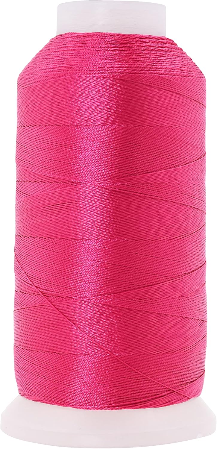 Mandala Crafts Hot Pink Heavy Duty Thread - 1500 Yds Tex 70 for Sewing, Drapery, Jeans, Leather, Hair, Bonded Polyester Outdoor Marine Upholstery