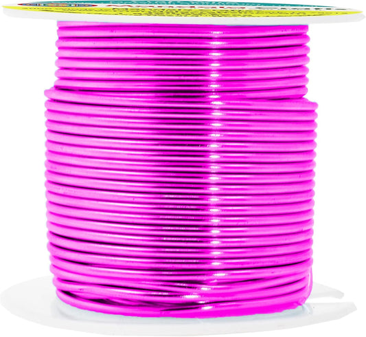 Mandala Crafts 14 Gauge Anodized Aluminum Craft Wire for Jewelry Making - 60 FT Colored Flexible Magenta Wire - Bendable for Bonsai Armature Crafting Sculpting