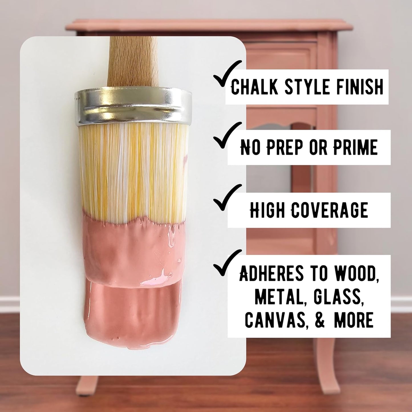 Daydream Apothecary Premium Chalk Style Paint for Furniture, Home Décor, Wood, DIY Interior Projects, Quick Dry, No Prep or Prime Needed, Matte Light Coral - 16oz