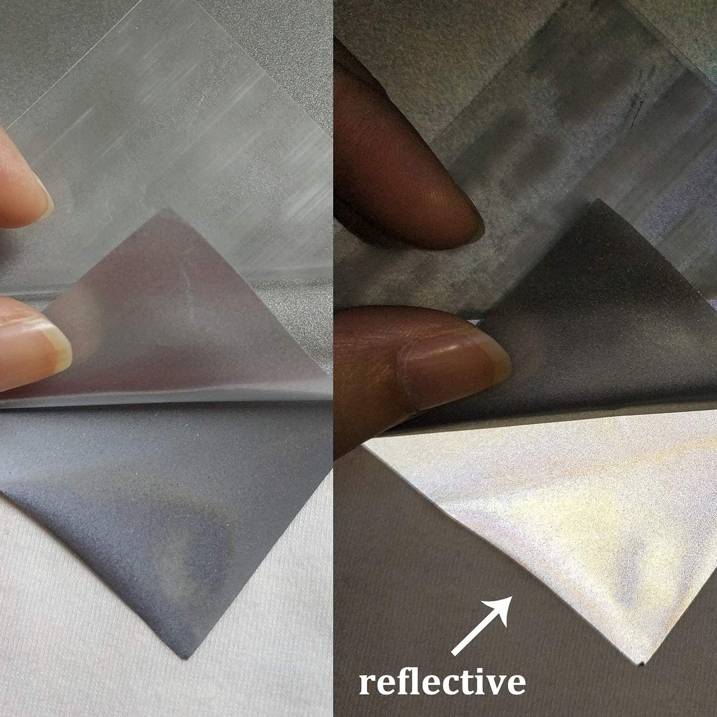 guangyintong Reflective Dark Grey Heat Transfer Vinyl HTV Rolls, 12" x 8ft Reflective Iron on Vinyl for T-Shirts, Dark Grey HTV Vinyl for All Cutter Machine Easy to Cut & Weed for HTV DIY Design