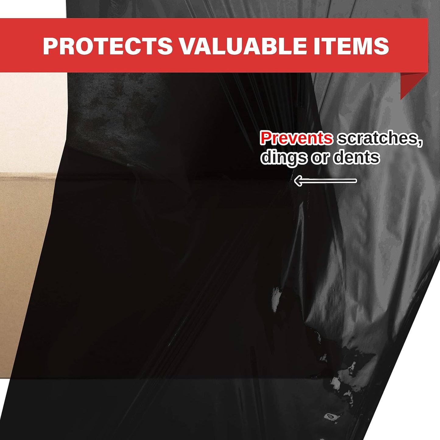 Black Industrial Strength Extra Thick 4 Pack 17.5" 1100 SqFt 80 Gauge (20 Micron) Shrink Wrap Roll for Moving, Furniture, Pallets, Packing