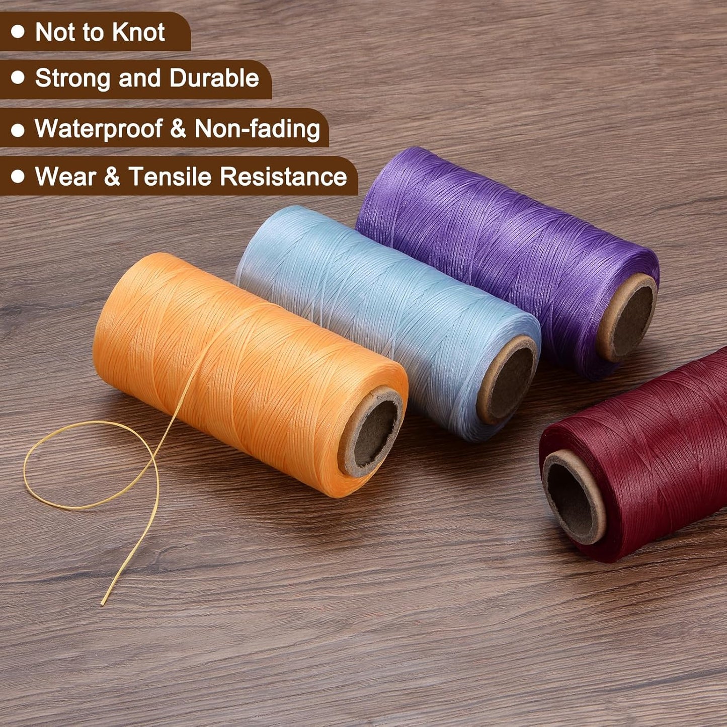uxcell 150D 0.8mm Flat Waxed Thread 284 Yards Polyester Leather Sewing Waxed String Hand Stitching Waxed Cord for Leather Stitching Sewing Bookbinding DIY Craft Purple Brown