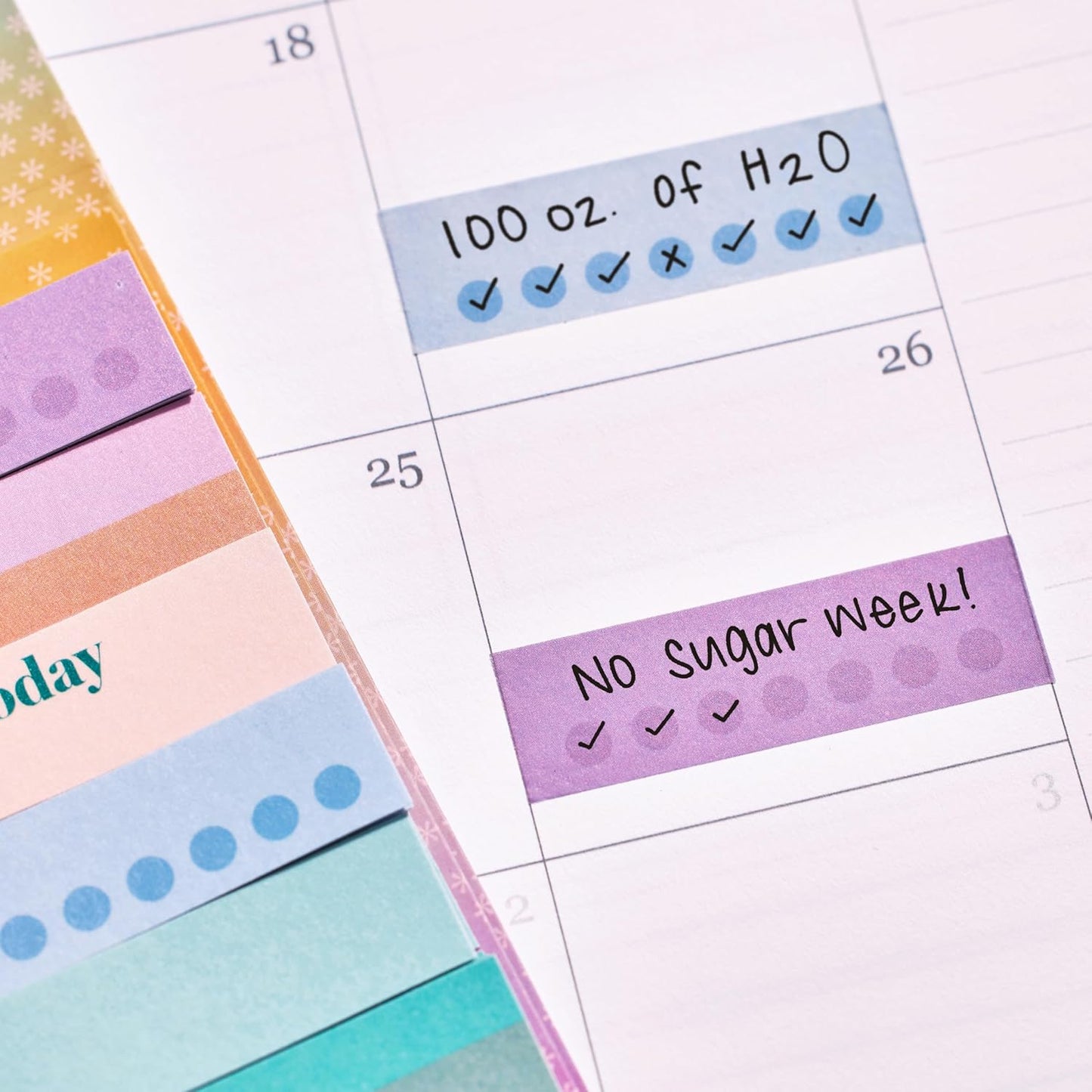 Erin Condren Colorful Washi Tape Sticker Pack | Set Reminders, Goals, and Tasks, in Style. 6 Designs, 10 Stickers Each, 60 Washi Strips Total