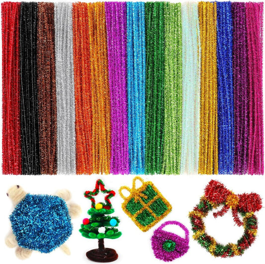 Eppingwin 200pcs Pipe Cleaners, Multi-Colored Pipe Cleaners Craft Supplies,15 Colors Chenille Stems for DIY Arts Crafts Project(Glitter Color)