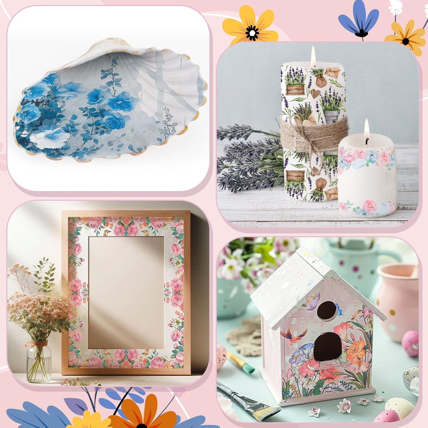 Crtiin 20 Pack Assorted Floral Napkins for Decoupage Toilet Napkins Flower Cocktail Decorative Paper for Birthday Party Beautiful Gorgeous, 20 Styles Each 6.5 inches(Style 6)