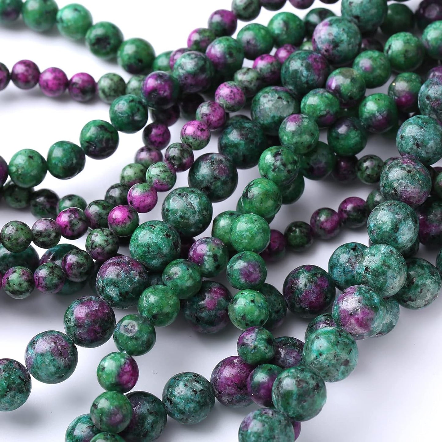 45PCS 8MM Natural Epidote Zoisite Stone Beads Round Loose Stone Beads for Jewelry Making DIY Energy Stone Healing Power Bracelet 15"