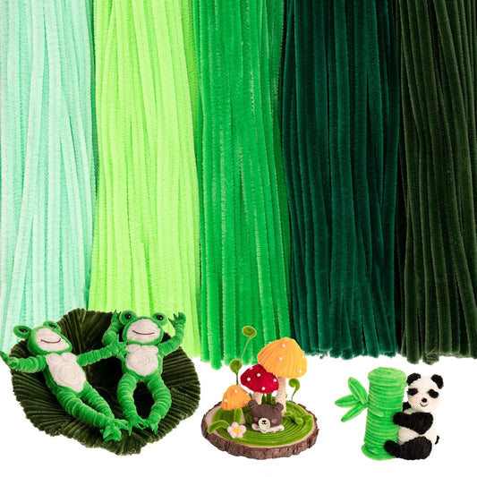 Caydo 500 Pieces Green Pipe Cleaners, Chenille Stems, Pipe Cleaner Crafts for DIY Art and Craft Projects Creative Gift Party Decorations