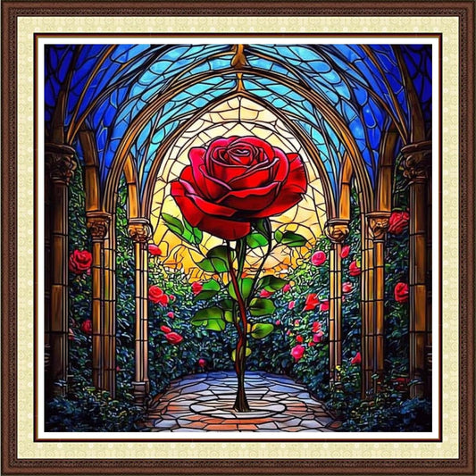 Findvoor Counted Cross Stitch Kits for Adults Full Range of Cross Stitching Embroidery Unprinted Pattern for Beginners, 11CT Needlepoint Kit Patterns Embroidery Kits-Magic Rose 18x18 inch