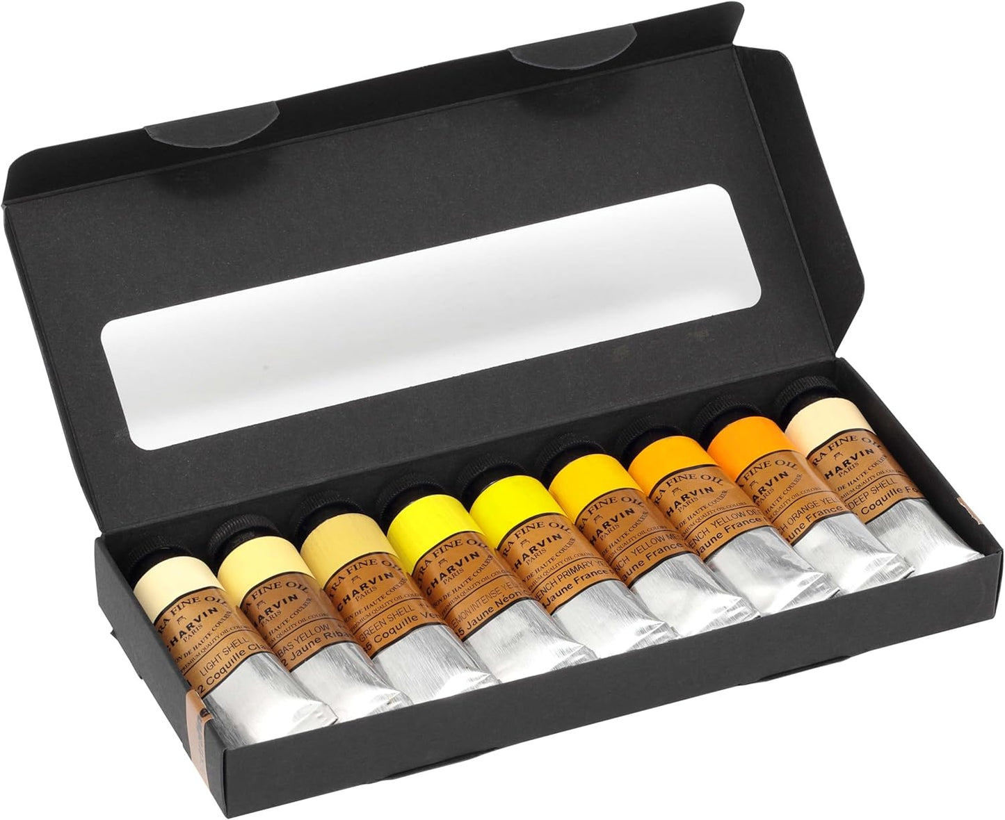 Charvin Extra Fine Professional Artist Oil Paint Set of 9 Shades of Yellow - 20ml - Triple-Milled for Smoothness, Rich Texture, Poppy Oil-Based, Light-Fast, Handmade Oil Color Paints for Professionals