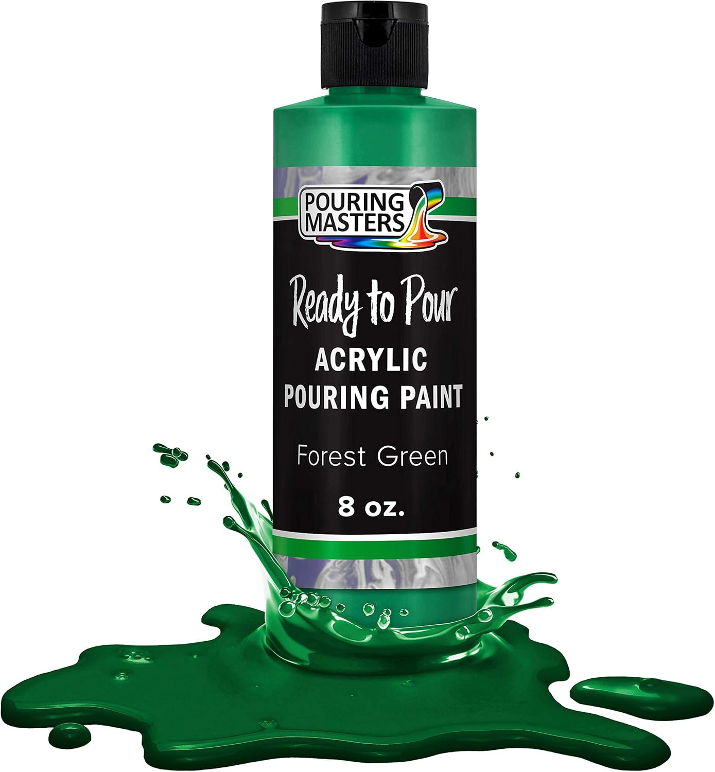 Pouring Masters Forest Green Ready to Pour Acrylic Pouring Paint - Premium 8-Ounce Pre-Mixed Fluid Acrylic Paint - Fluid Art Supplies for Canvas, Wood, Paper, Tile & Rocks