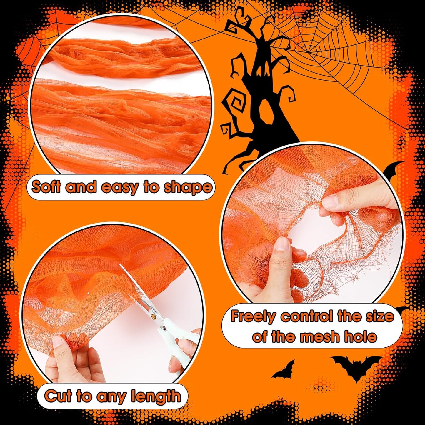 Boao Halloween Cheese cloth 85 x 394 Inch Orange Cheesecloth Roll for Crafts Large Cotton Muslin Gauze Fabric for Halloween Outdoor & Indoor Spooky Decoration