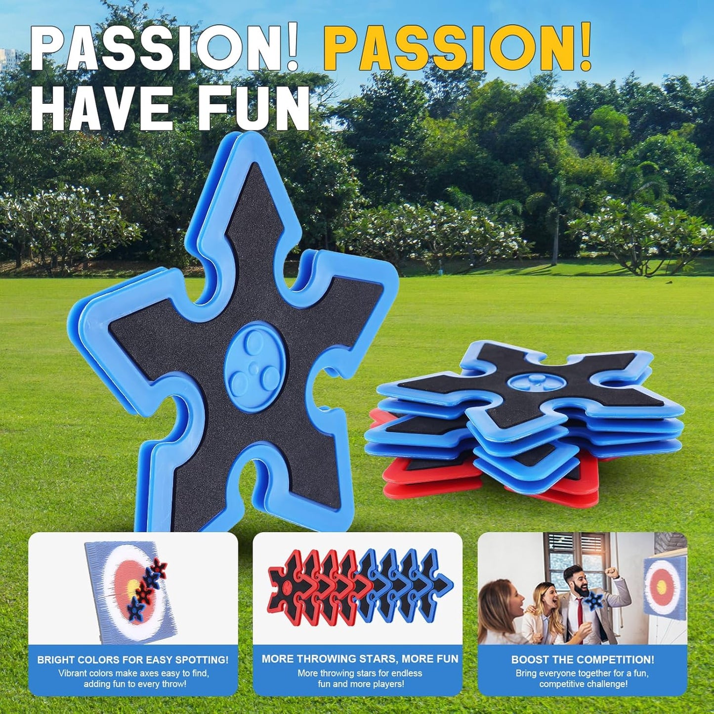 Throwing Axe for Axe Throwing Game for Backyard, Throwing Axe Set with Throwing Star for Outdoor Games, Durable and Fun for All Ages