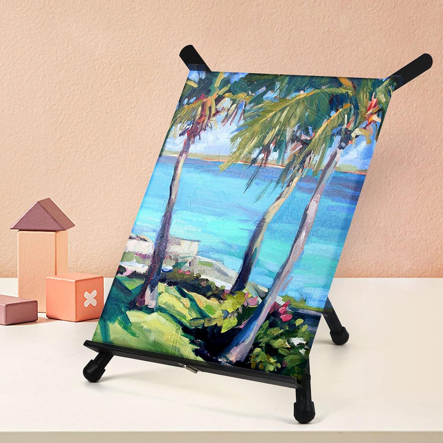 Falling in Art Aluminum 15" to 21" Tabletop Easel Display, Black Tripod with Rubber Feet, Holds Canvas, Paintings, Books, Photos, Signs (4 Pack)