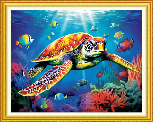 Artvxeay Stamped Cross Stitch Kits Beginners Full Range of Embroidery Starter Kits for Adults Printed Cross Stitching DIY Needlepoint Kit 11CT - (Sea Turtle 16x20 inch)
