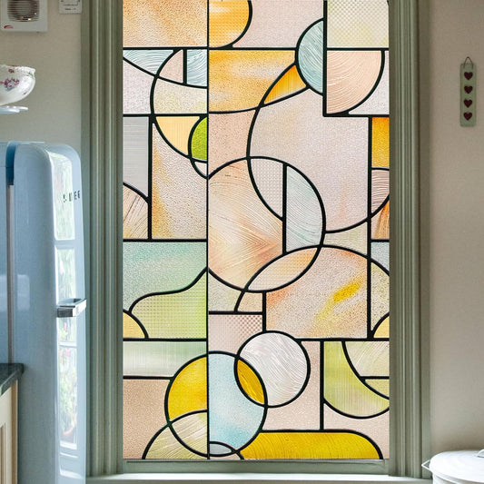 3D Stained Glass Window Privacy Film, Heat Control UV Blocking Static Cling Decorative Window Film for Bathroom,Front Door,Home Non Adhesive,16.9 x 39.3 inches Wilderness