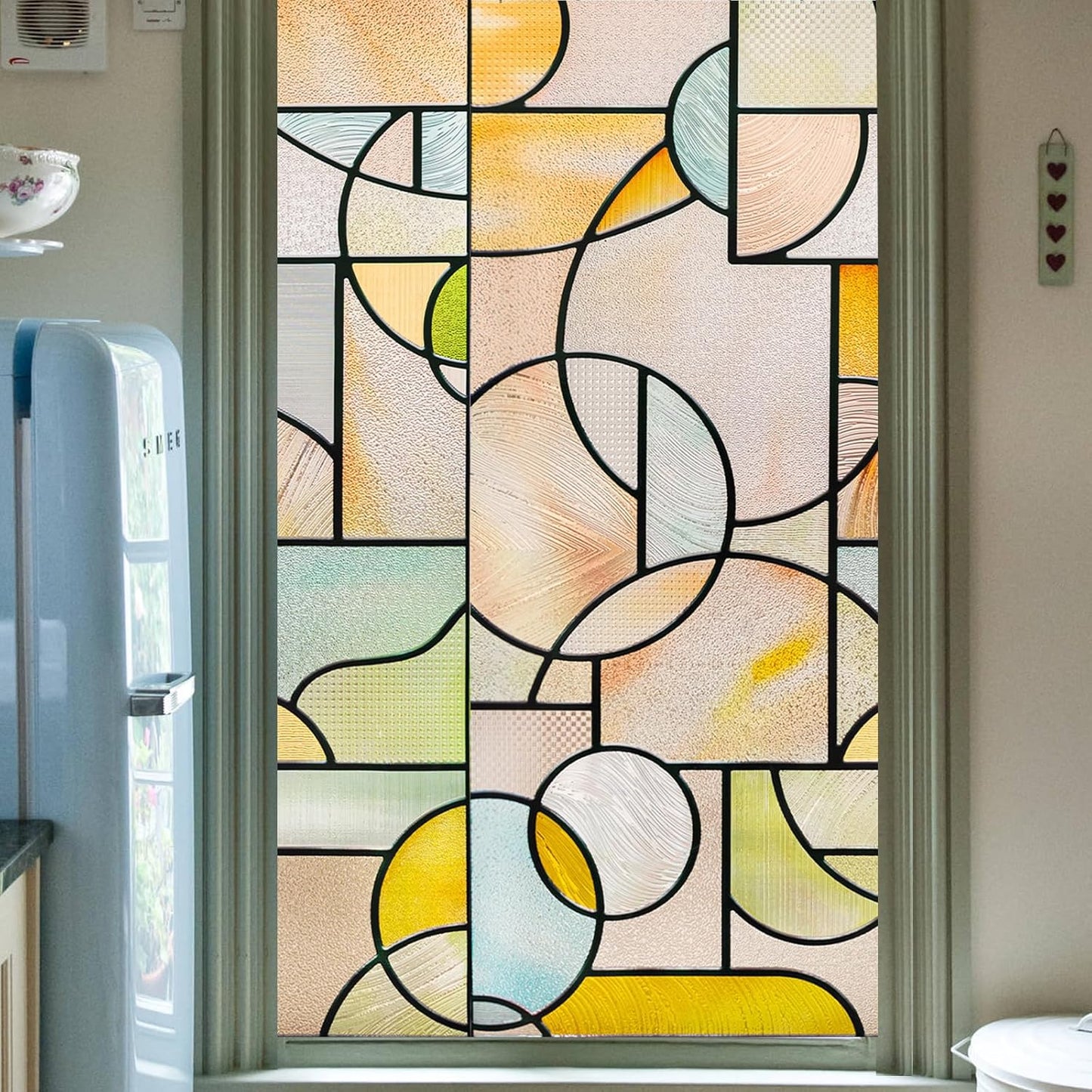 3D Stained Glass Window Privacy Film, Heat Control UV Blocking Static Cling Decorative Window Film for Bathroom,Front Door,Home Non Adhesive,16.9 x 78.7 inches Wilderness