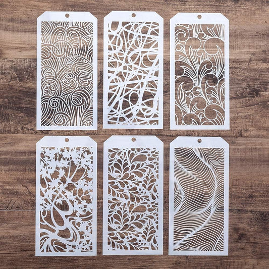 DIY Decorative Stencil Template for Scrapbooking Painting on Wall Furniture Crafts,Set of 6 (Leaf Flower)