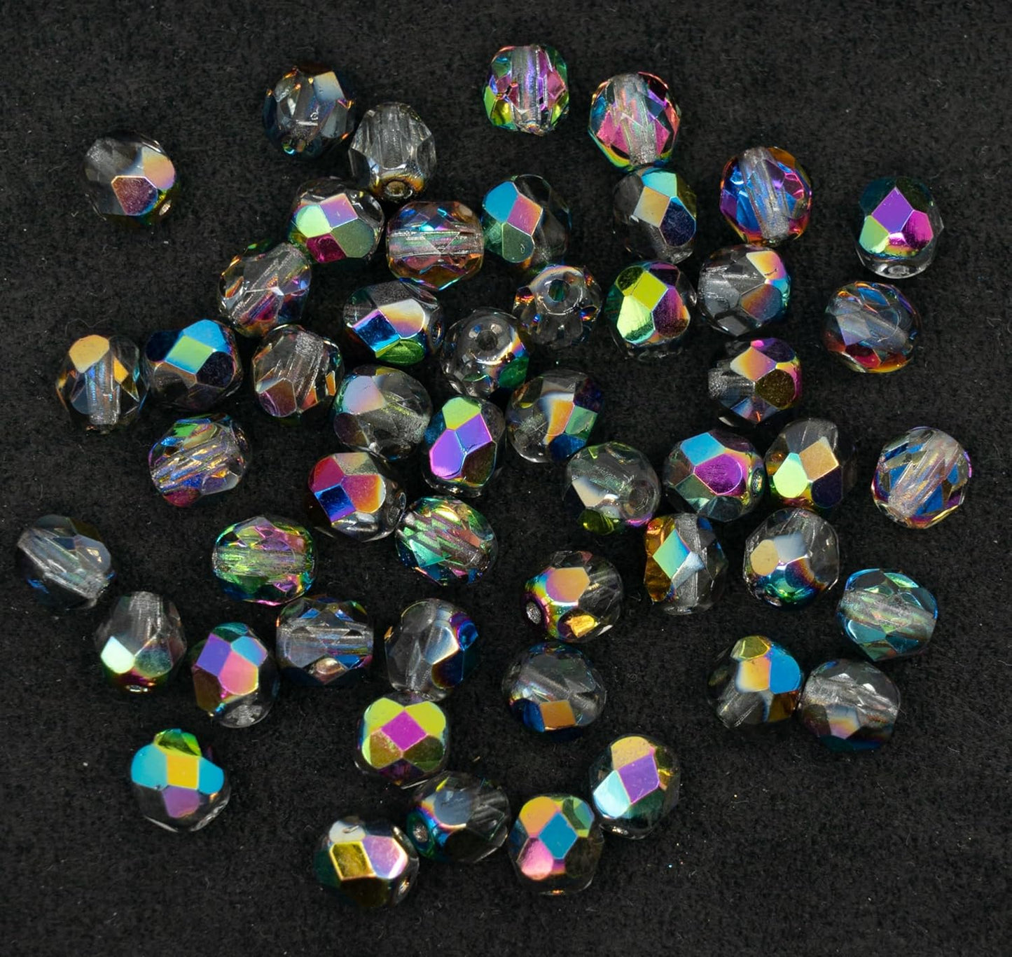 50 pcs Faceted Fire Polished Pressed Czech Glass Beads 6mm (0.24in), 00030-28137 Crystal Vitrail Medium