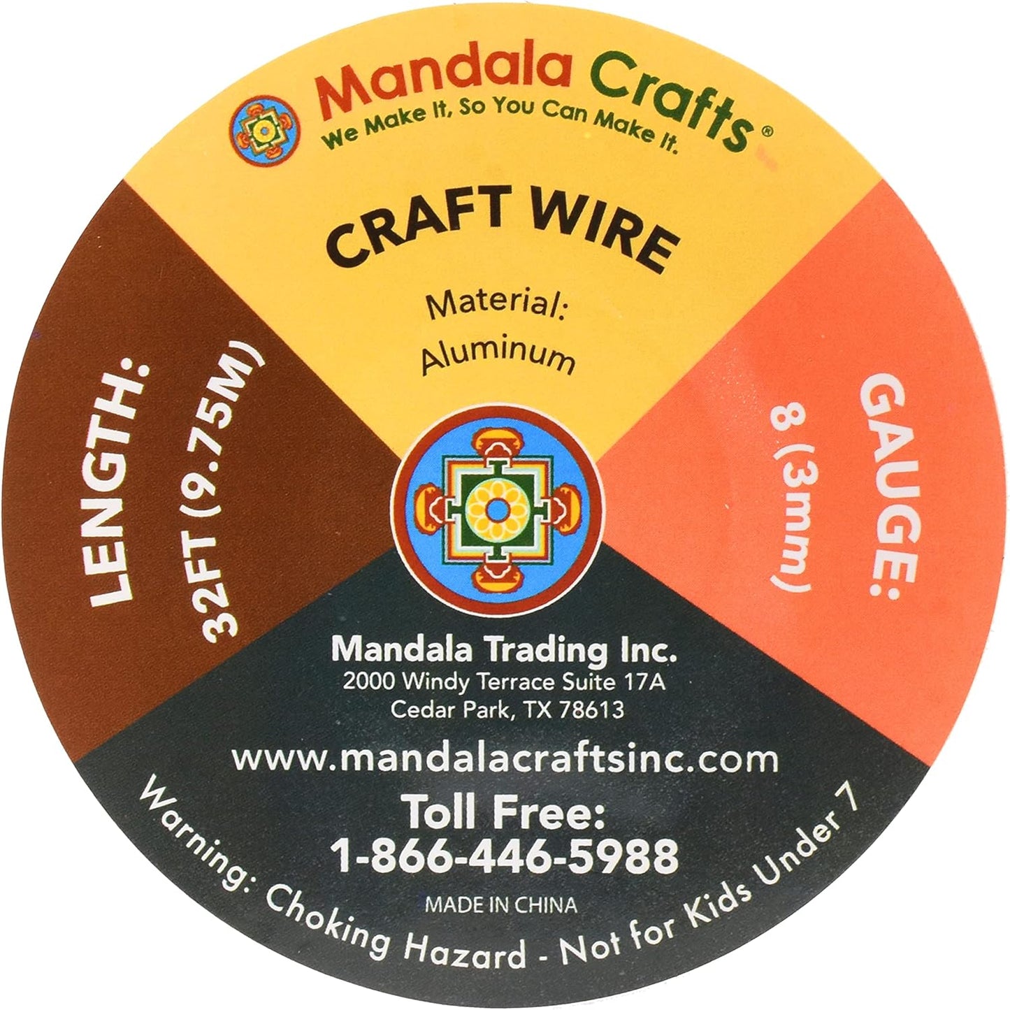 Mandala Crafts 8 Gauge Anodized Aluminum Craft Wire for Jewelry Making - 32 FT Colored Flexible True Blue Wire - Bendable for Bonsai Armature Crafting Sculpting