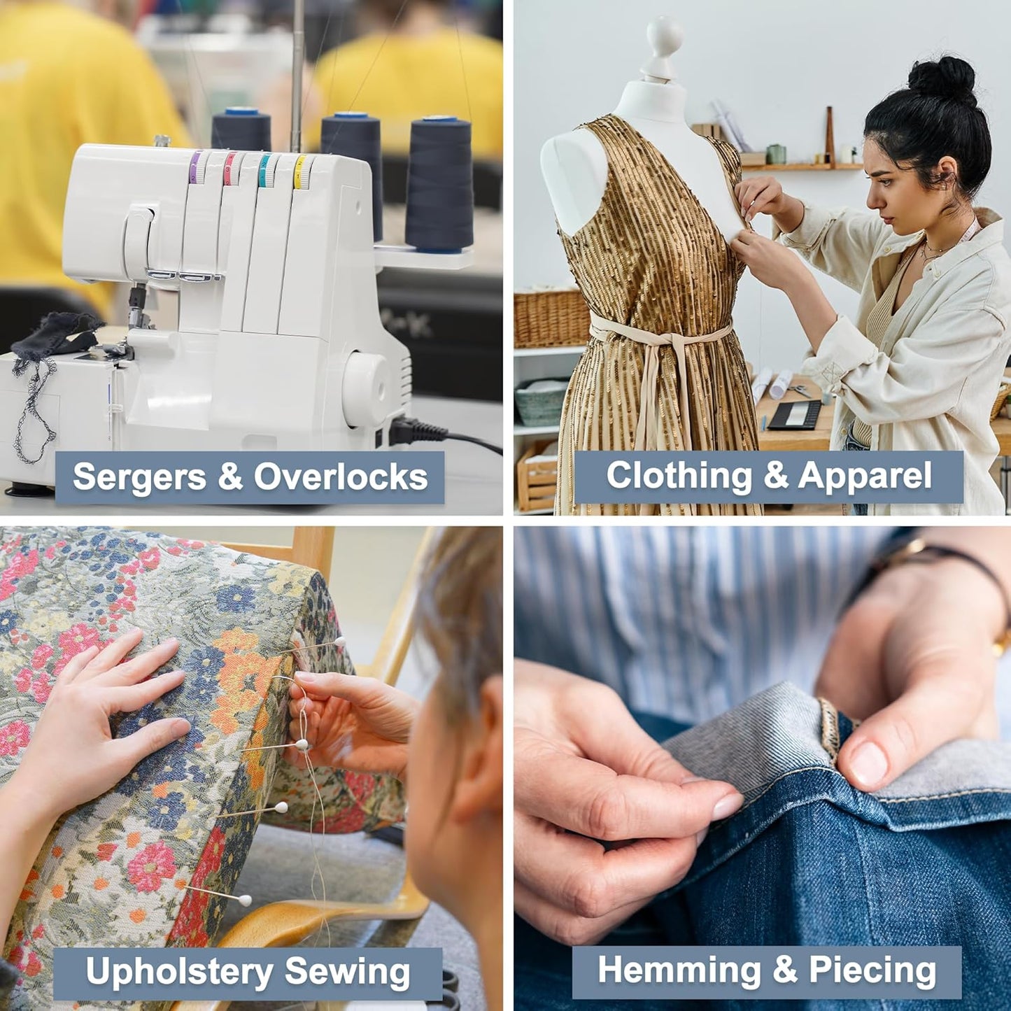 Mandala Crafts 4 Pack of Serger Threads Cones Spools - 20S/2 24000 Yards Polyester Dusty Rose Threads for Sergers Machine and Overlock Quilting Sewing Machine