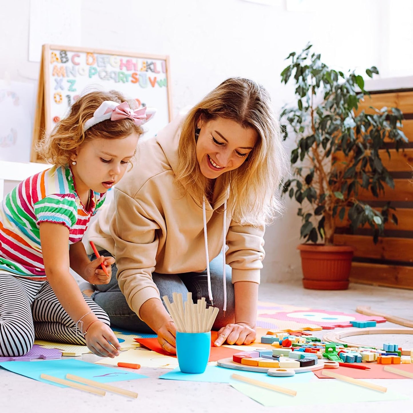 DMiotech 50 Pack 9/32" x 18" Wooden Dowel Rods Unfinished Natural Sticks Wood Craft Sticks for Home Decor Projects and Making DIY Craft,Wood Color