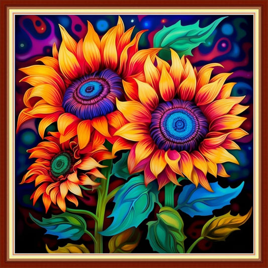 DMCVIVR Stamped Cross Stitch Kits for Adults Beginners Embroidery Kits 11CT Needlepoint Kits Cross Stitch Patterns Embroidery Patterns- Magic Sunflower 18x18 inch