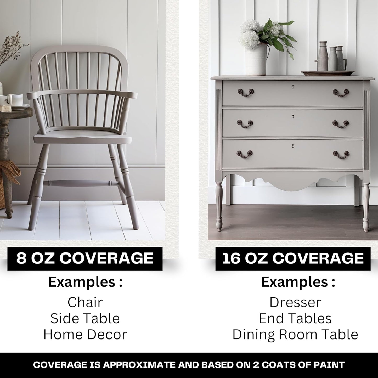 Daydream Apothecary Premium Chalk Style Paint for Furniture, Home Décor, Wood, DIY Interior Projects, Quick Dry, No Prep or Prime Needed, Matte Light Grey - 16oz