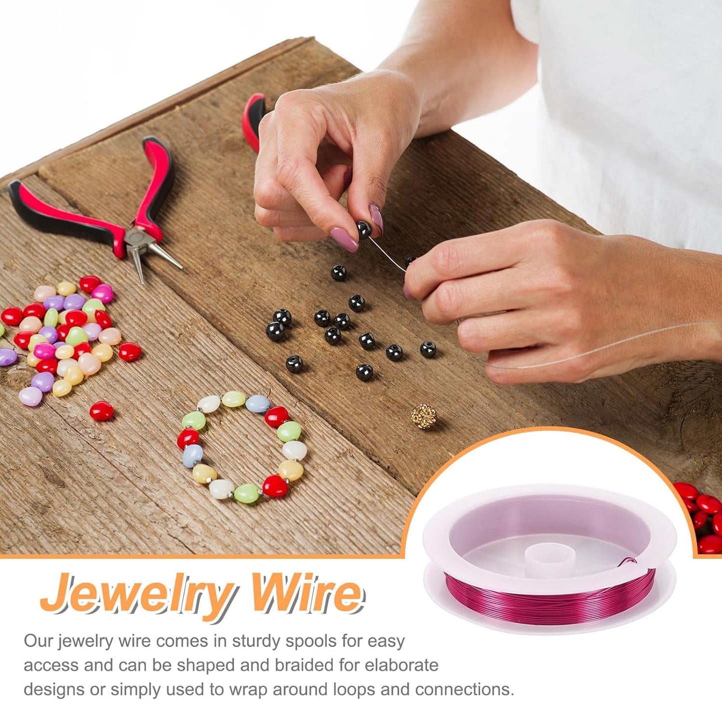 HARFINGTON 20ft Jewelry Wire, 24 Gauge (0.5mm) Brass Craft Soft Metal Tarnish Resistant Copper Beading Wire for Jewelry Making Supplies Crafting, Rose Red