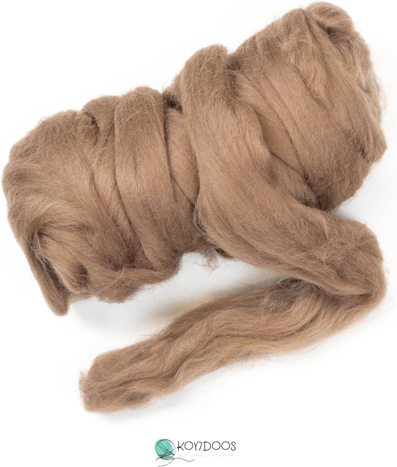 Colored Natural Wool roving, 8 OZ. Best Wool for Needle Felting, Wet Felting, handcrafts and Spinning. (Brown/Tobacco)