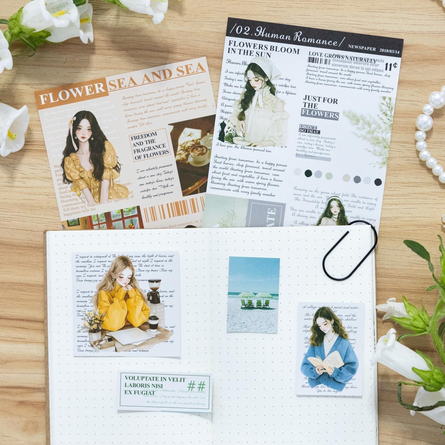 6Pcs Girl Sticker Book Set, Pre-Cut Scrapbook Kits for Journal Supplies DIY Crafting Planner, with Organizer